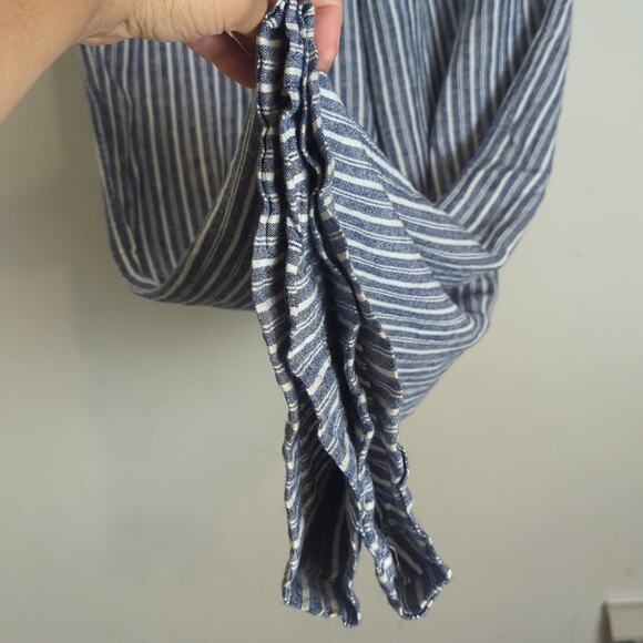 Beachy Loungewear Linen Rayon Striped Pull-on Straight Wide Leg Pants Women's L - Picture 6 of 10